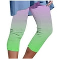 thumbnail image 2 of Fanxing Women Capri Leggings Plus Size Dressy Casual Tie Dye Yoga Pants Summer Capris Knee Length Crop Pants Lightweight Trendy Ladies Yoga Legging Trousers Green,L, 2 of 6