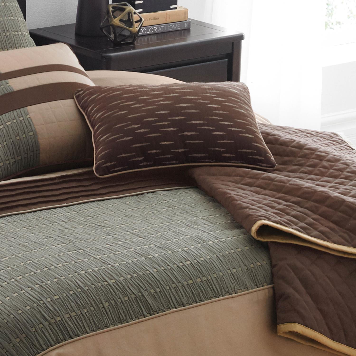 Riverbrook Home 7 Piece Comforter Set,Queen, Brown/Multi, Lexia, Polyfill, Adult