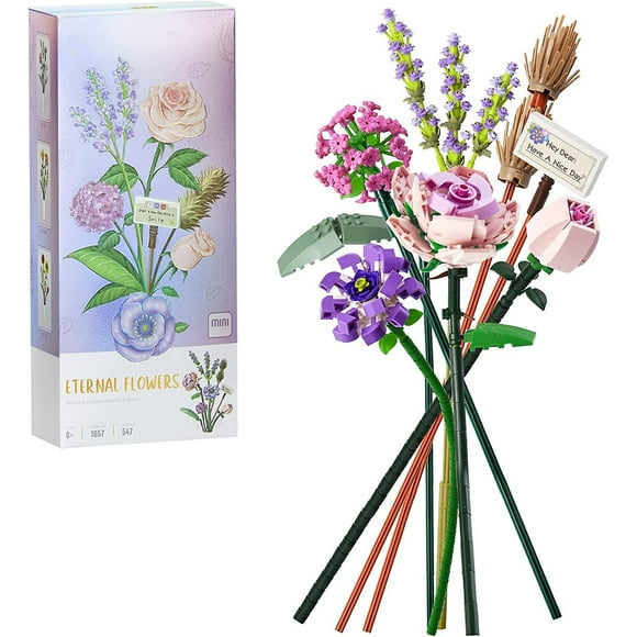 Mini Bricks Flower Bouquet Building Kit, Creative Diy Home Dcor Mini Particle Botanical Collection Building Toy For Adults, Not Compatible With Lego (