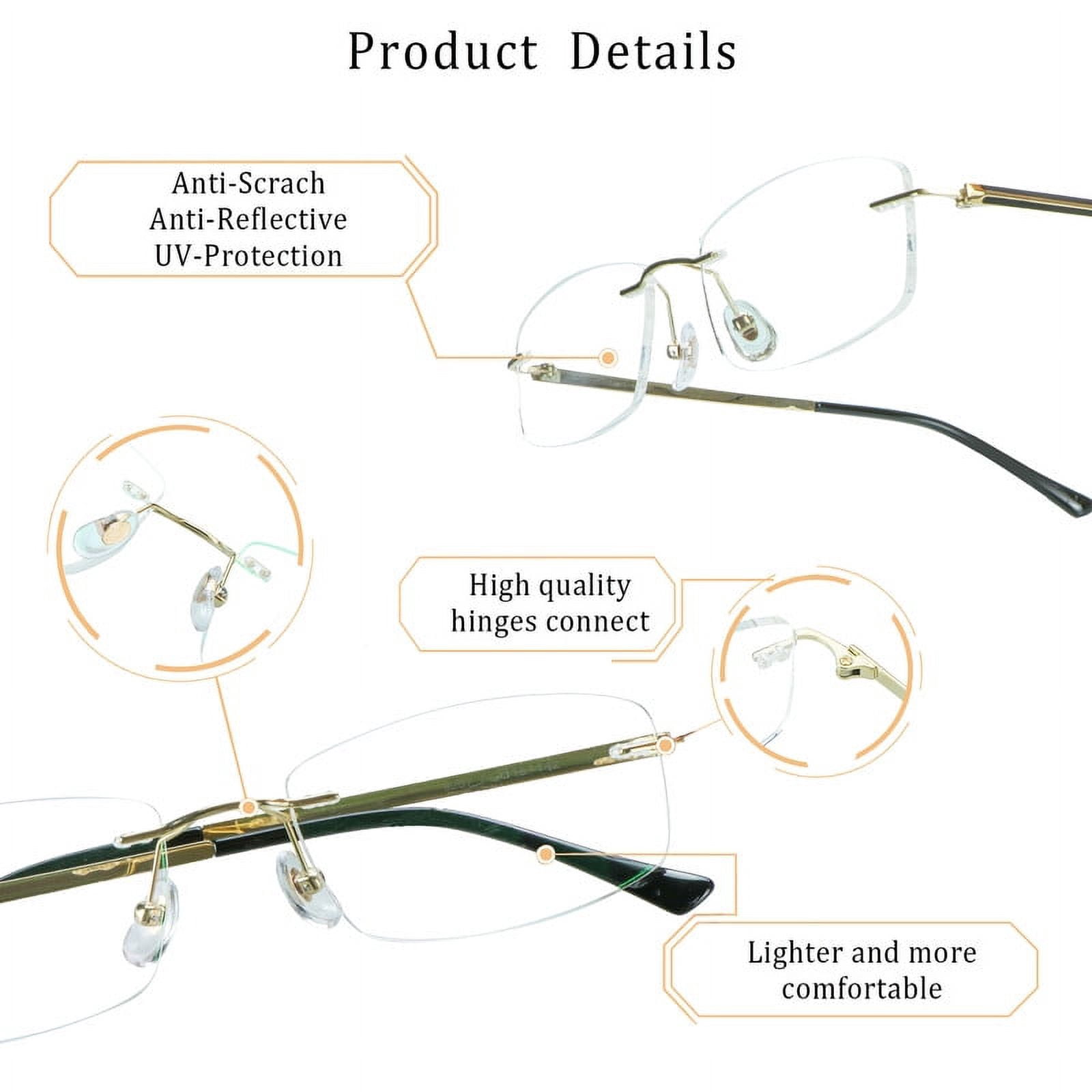 LifeArt Pure Titanium Frame Glasses/Blue Light Blocking Reading Glasses, Reduce Eyestrain, Stylish for Men and Women(Gold,+2.50 Magnification)