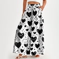 thumbnail image 2 of WTOBBY Women's High Waisted Wide Leg Pants Summer Casual Flowy with Pockets and Romantic Valentine's Day Print,Beach Trousers for Date Nights, Anniversary Celebrations and Couple Getaways,Black L, 2 of 5