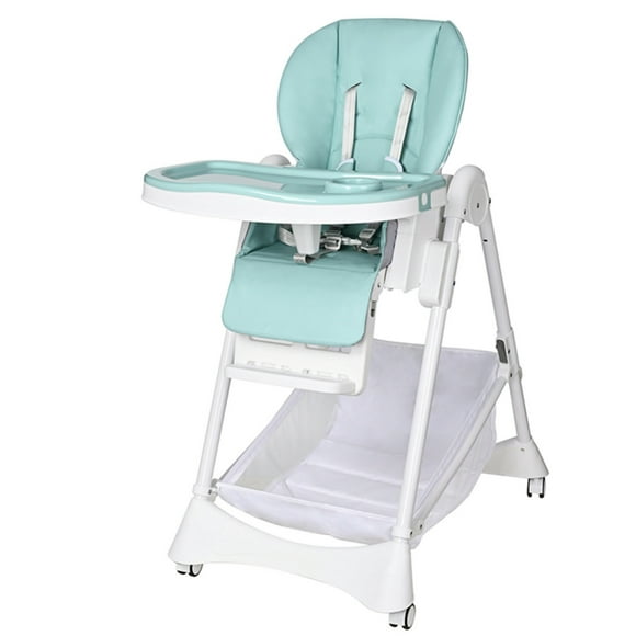 Height Adjustable Baby High Chair with Wheels, Foldable Highchair Toddler Chair and Dining Booster Seat