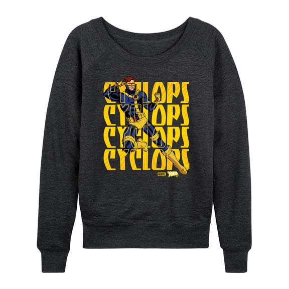X-Men - Lightweight French Terry Wide Neck Long Sleeve Graphic Shirt
