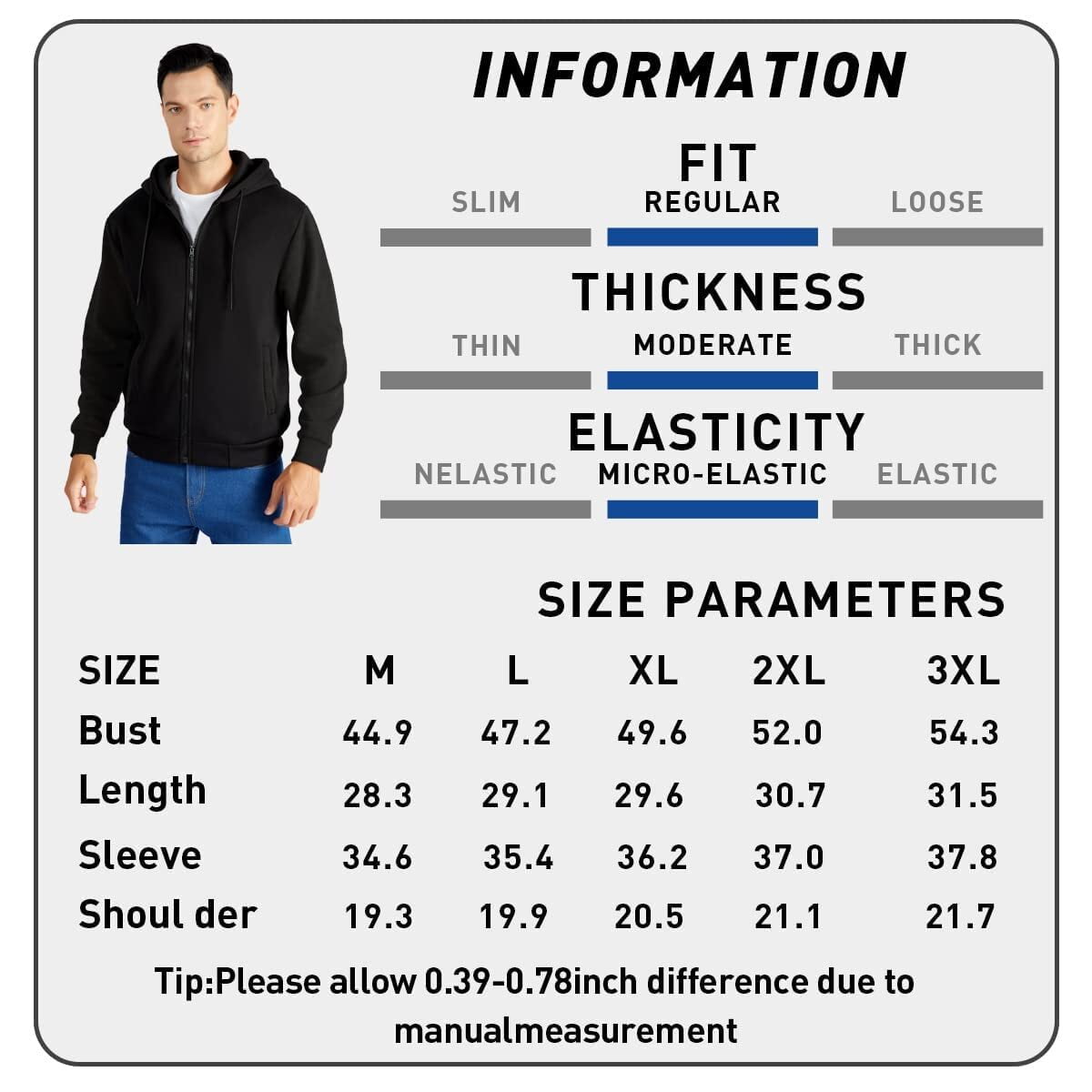 SPEEDRUN Full-Zip Hooded Sweatshirt for Men, Sizes M