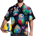 thumbnail image 4 of Easter Men's Casual Hawaiian Button Down Short Sleeve Summer Beach Printed Shirt, 4 of 6