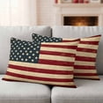 thumbnail image 4 of 2 Pack Outdoor Waterproof Throw Pillows, USA Flag Stars and Stripes Decorative Rectangle Pillow Case Patio Pillows for Chair Couch Sofa 20x12in, 4 of 9