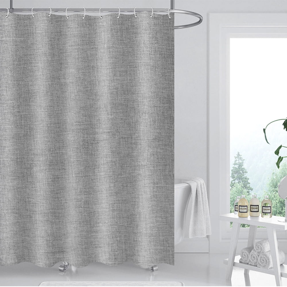 Rosnek Linen Shower Curtain Weighted Hem Water Repellent Textured