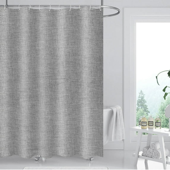 Rosnek Linen Shower Curtain Weighted Hem Water Repellent Textured Fabric Bathroom Curtain with Hooks