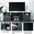 thumbnail image 3 of LED TV Stand for 80" TV, Game Console Entertainment Center with Storage Shelves and Media Layers, Modern TV Stand with LED Lights 16 Colors and High Gloss Cabinets for Living Room Bedroom, Grey, 3 of 7