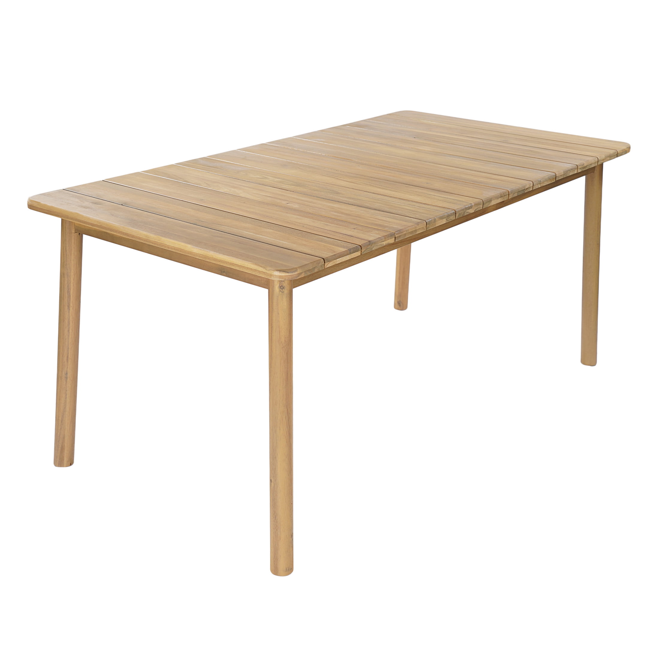 Christopher Knight Home 67" Contemporary Outdoor Rectangular Dining Table, Slatted Top, Solid Wood Frame, Light Teak Finish