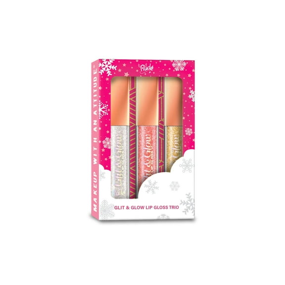 RUDE COSMETICS Glit  Glow Lip Gloss Trio Gift Set