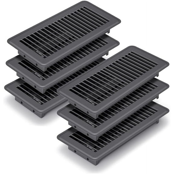 Black Premium Steel Adjustable 4" x 10" Floor Register Vent Cover 6-Pack for Home