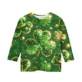 thumbnail image 4 of Tauxra Chandail de la Saint-Patrick pour Adultes, T-Shirt à Manches 3/4 Imprimé Col Rond, T-Shirt Graphique Trèfle Décontracté à Manches Longues pour Activités Festives, 4 of 6