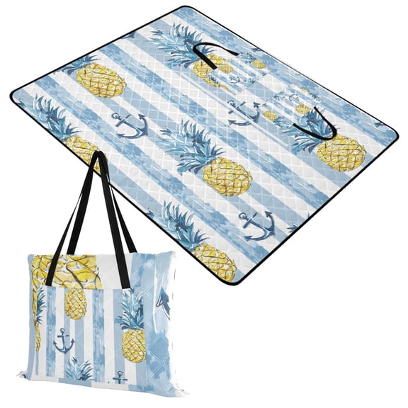 Extra Large Picnic Beach Blanket Waterproof Sand Proof Portable Outdoor Mat Anchor and Pineapple 60x80