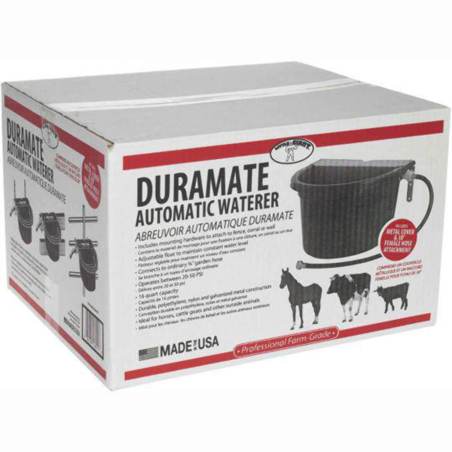 Little Giant DuraMate Automatic Waterer w/Metal Cover 4 Gal Black