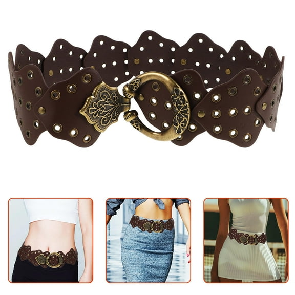WHAMVOX  Waist Belt with Buckle Ladies Belts for Jeans Miss Woman Brown