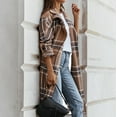 thumbnail image 5 of Womens Casual Flannel Plaid Button-Down Jacket Long Sleeve Lapel Pocketed Shacket Coat, 5 of 8