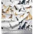 thumbnail image 1 of Soimoi White Cotton Voile Fabric Mix Dog Printed Craft Fabric by the Yard 58 Inch Wide, 1 of 3