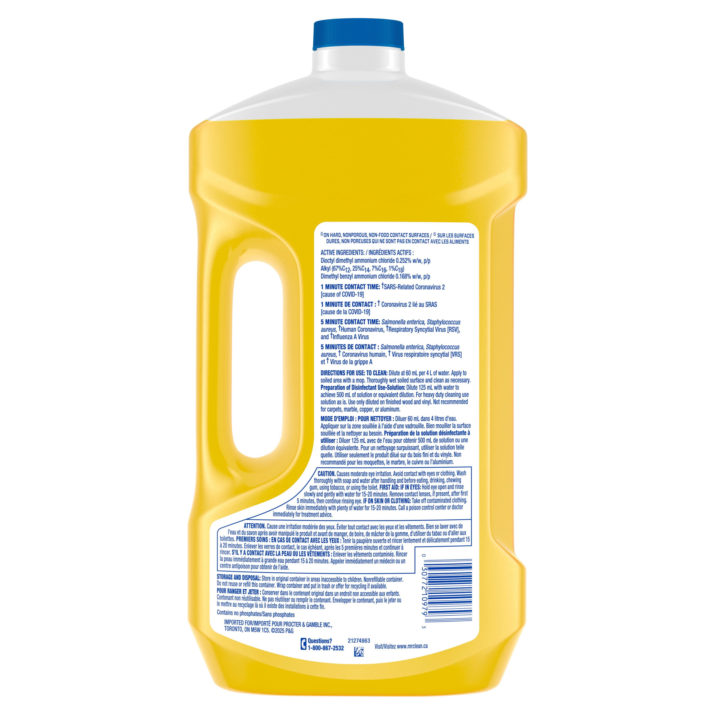 Mr. Clean Antibacterial All Purpose Cleaner, Floor Cleaner, Mop Soap, Cleaning Liquid, Lemon, 1.89L