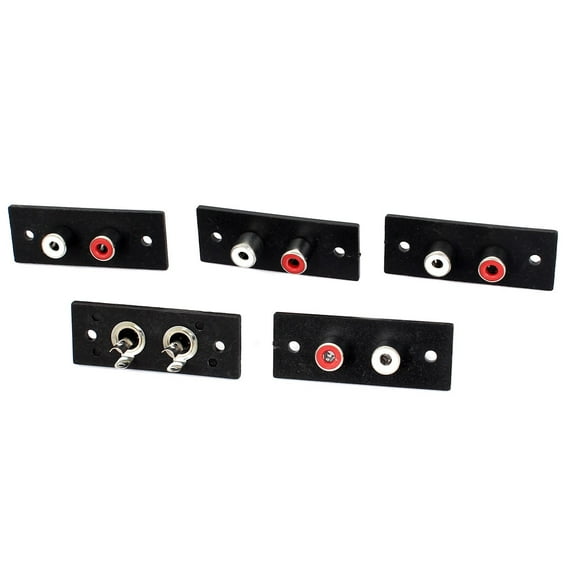 Unique Bargains 5 Pcs Panel Mounting 2 RCA Female Outlet AV Concentric Socket Connector Adapter