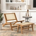 thumbnail image 2 of Costway Mid Century Modern Accent Chair with Ottoman Teak Wooden Frame Farmhouse, 2 of 10