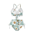 thumbnail image 5 of Xoenoiee Green Daisy Flower Print High Waisted Bikini Sets for Women Tummy Control Swimsuits Two Piece Bathing Suit with Adjustable Straps 2026, M, 5 of 7