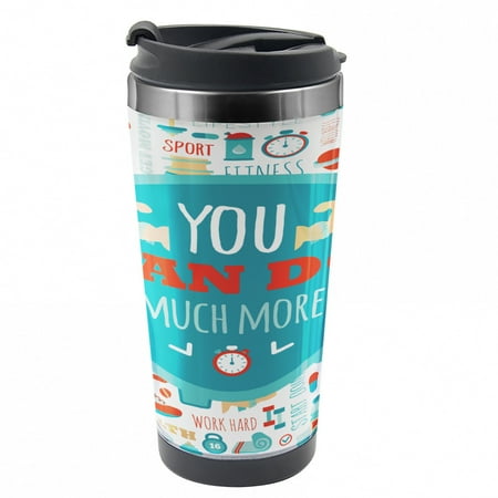 

Fitness Travel Mug Encouraging Gym Phrase Steel Thermal Cup 16 oz by Ambesonne