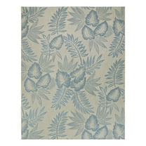 Reyn Spooner Kona Coast Kamea Tropical Floral Teal Blue Beige Flatweave Indoor/Outdoor Area Rug, 9x13