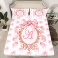 thumbnail image 2 of Homewish Letter A Monogrammed Queen Sheet Sets,Cute Bowtie Ribbon Flat Sheet,Girls Bow Tie Queen Fitted Sheet For Princess Kids,Microfiber Room Decorative,4 Pieces, 2 of 7