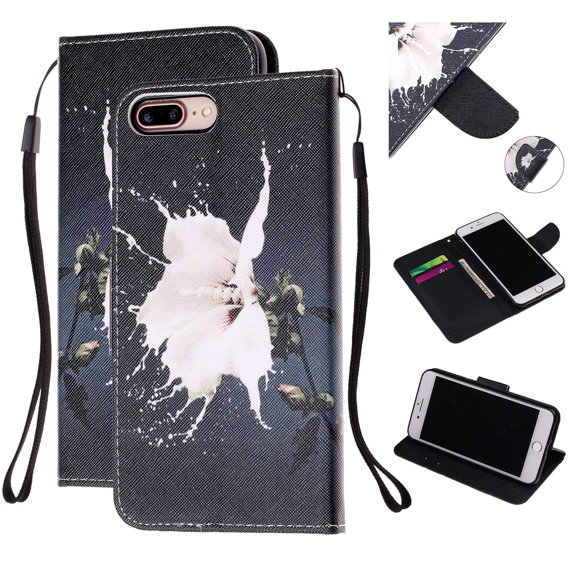 iPhone 6S Wallet Case,iPhone 6 Case,Dteck Slim Fit Painted PU Leather  Magnetic Flip Folio Stand Case Cover With Hand Strap,Lily - Walmart.com