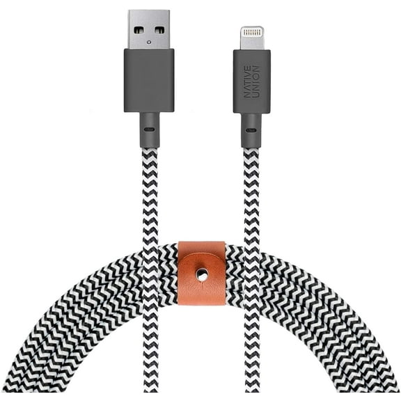 Native Union Belt Cable XL - 10ft Ultra-Strong Reinforced USB-A Charging Cable (Zebra)