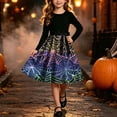 thumbnail image 2 of THDHVS Girls Long Sleeve Dress,Girls Halloween Print Long Sleeve Dress Belted Waist Performance Party Wear,Dresses for Girls 5-6 Years, 2 of 9