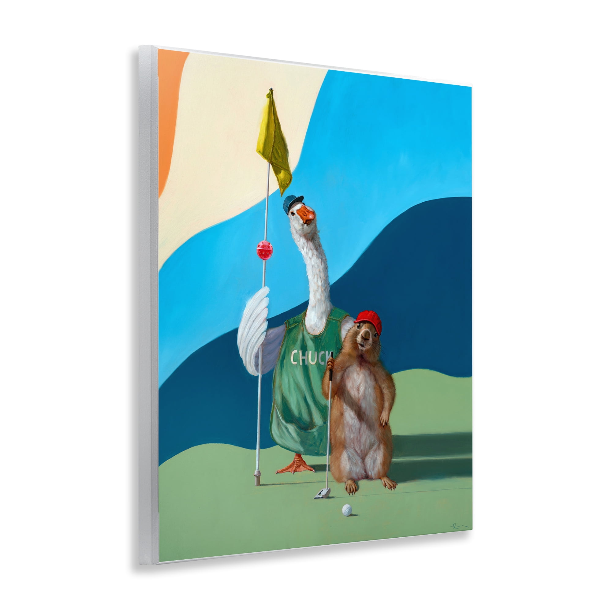Stupell Industries Golfing Goose & Gopher Sports Painting Unframed Art Print Wall Art, 11 x 14