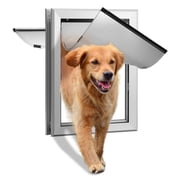 Ownpets Weatherproof Dog Door Double-Flaps Aluminum Pet Door,Larger Size Outline 20.2”x14.2” / Inner11.6” x 16.8” with Magnetic Flap And Safety Guard