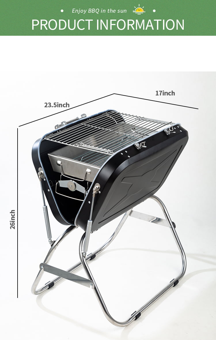BBQ Portable Charcoal Gril, Stainless Steel Folding Tabletop Charcoal  Barbecue Grill Durable Tabletop Barbecue Smokers Tool Kits for Outdoor  Picnic 