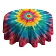 thumbnail image 4 of Colorful Tie Dye Mandala Pattern Round Tablecloth 60"x60",Wrinkle Wipeable Table Cloth for Kitchen Dining Room Picnic Patio Party, 4 of 6