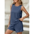 thumbnail image 4 of DOKOTOO 2 Piece Outfits for Women Lounge Sets Casual Crewneck Sleeveless Tops and High Waisted Shorts Summer Matching Set, 4 of 8
