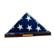 All Glass Flag Display Case for 9.5' X 5' Flag with Engraving (Cherry)
