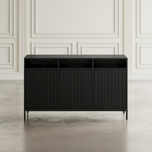 Jofran Ryder 50" Modern Fluted Door Solid Wood Console Storage TV Stand Cabinet