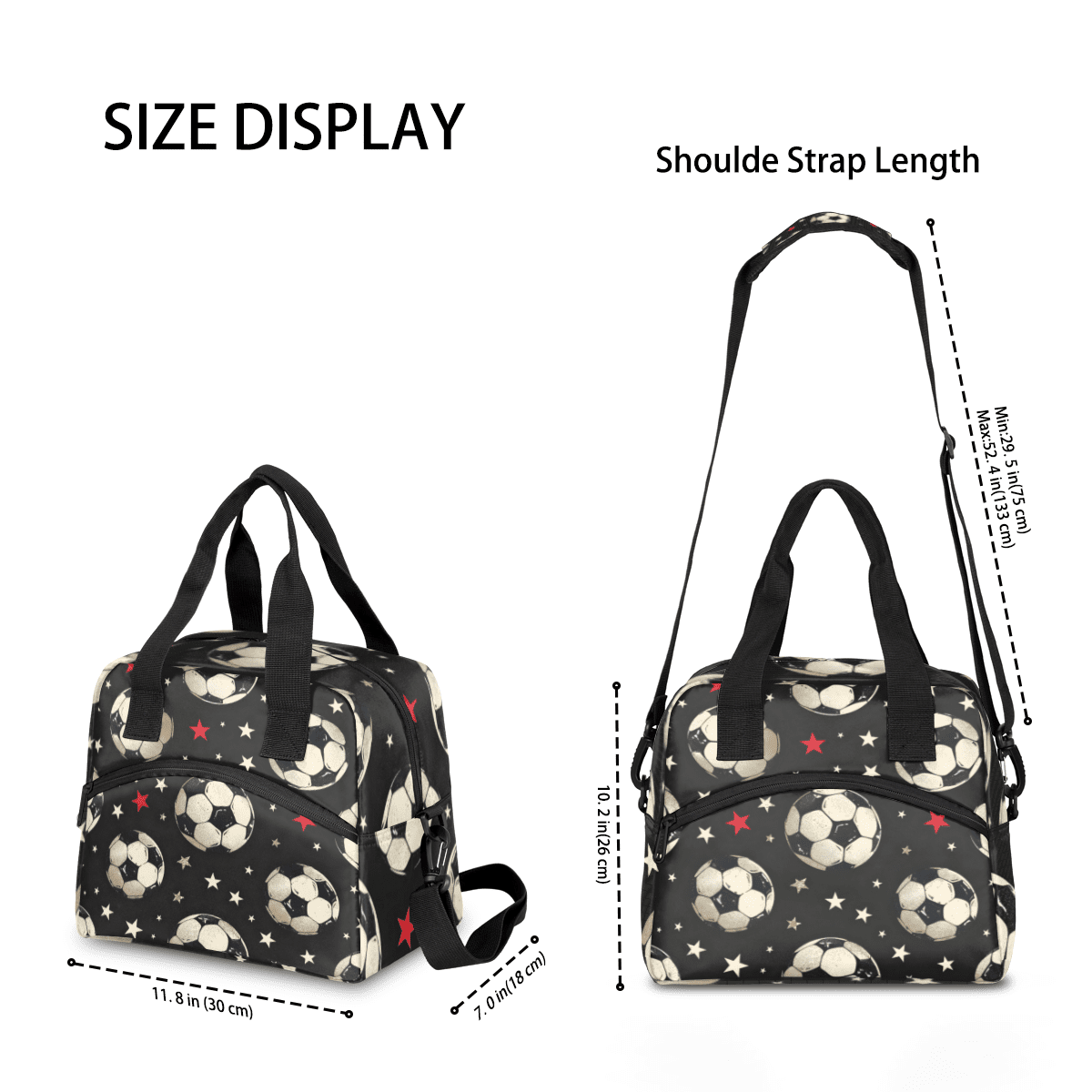 Herdesigns Soccer Insulated Lunch Bag for Women Men Adults Large Reusable Lunch Box Sports Leakproof Cooler Tote Bags with Adjustable Shoulder Strap