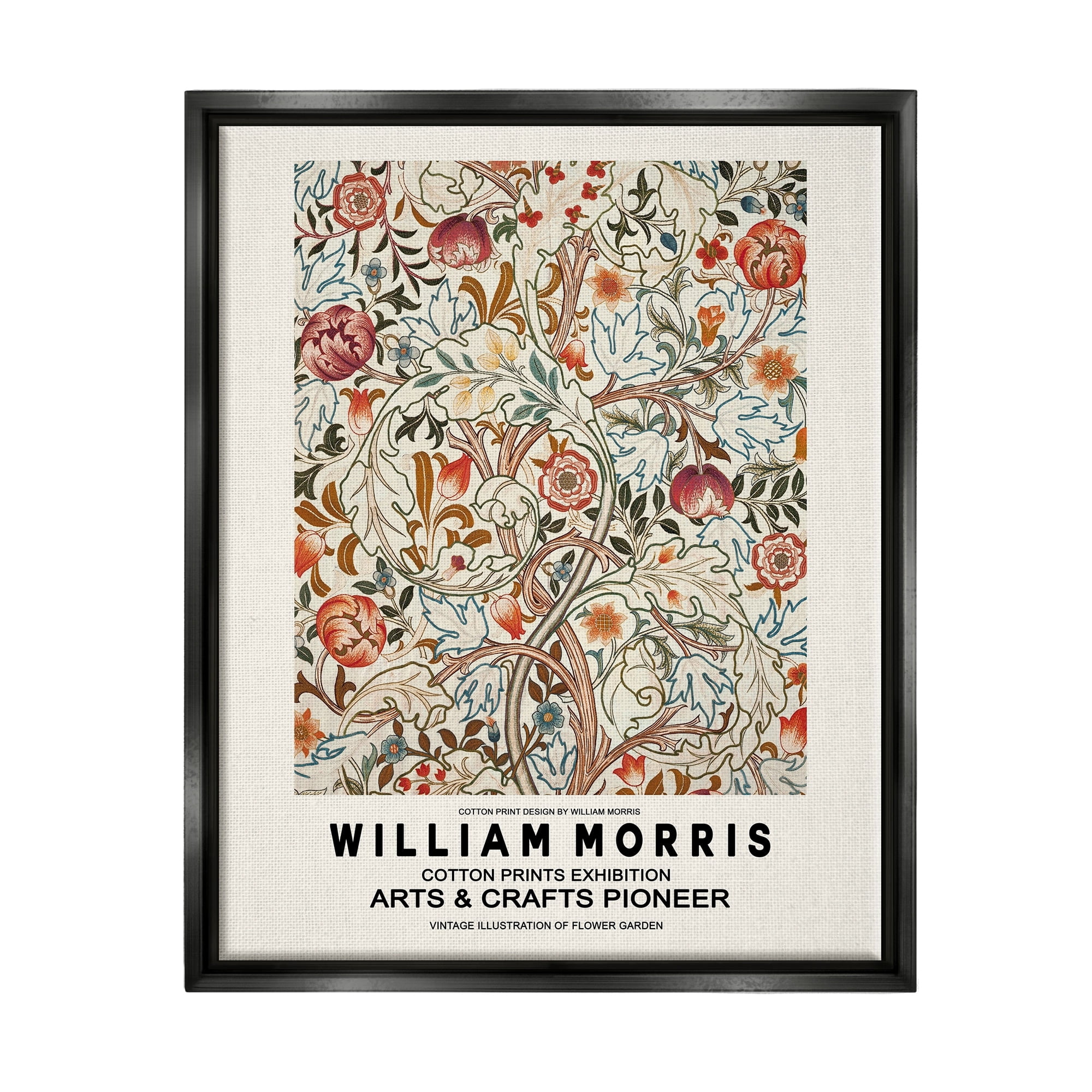 Stupell Industries Bold Red Flowers Pattern Intertwining Stems Text Flyer Jet Black Framed Floating Canvas Wall Art, 16x20, by Ros Ruseva