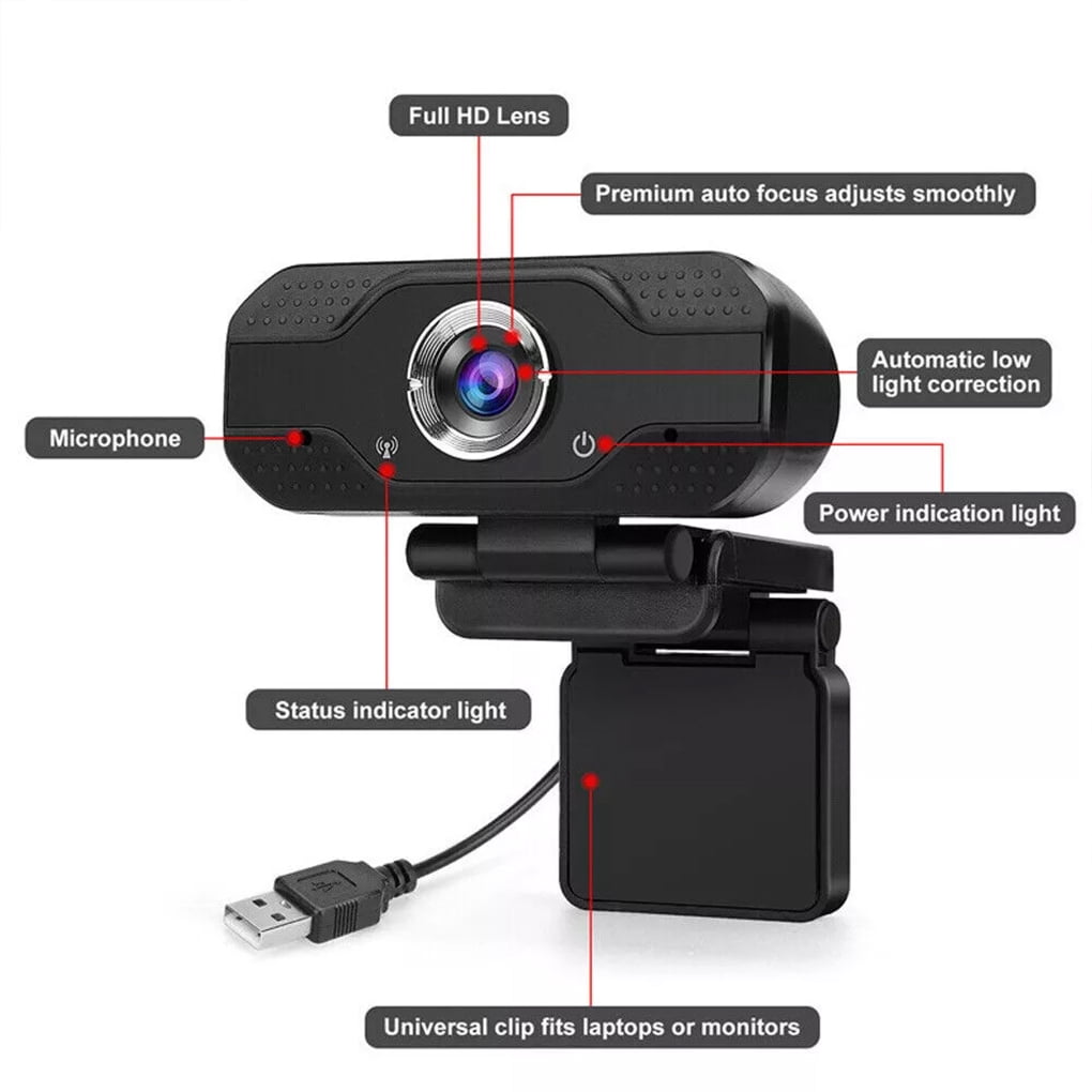 1080P Full HD Web Camera Manual  Computer Camera With Universal Clips Fits Laptops Desktops Monitors Webcam With Microphone