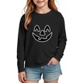 thumbnail image 5 of Xdegoge Girls Crewneck Halloween Shirts Kids Long Sleeve Glow in the Dark Cute Pumpkin Face Fall Casual Graphic Tee Holiday Party Everyday Tops, 5 of 9