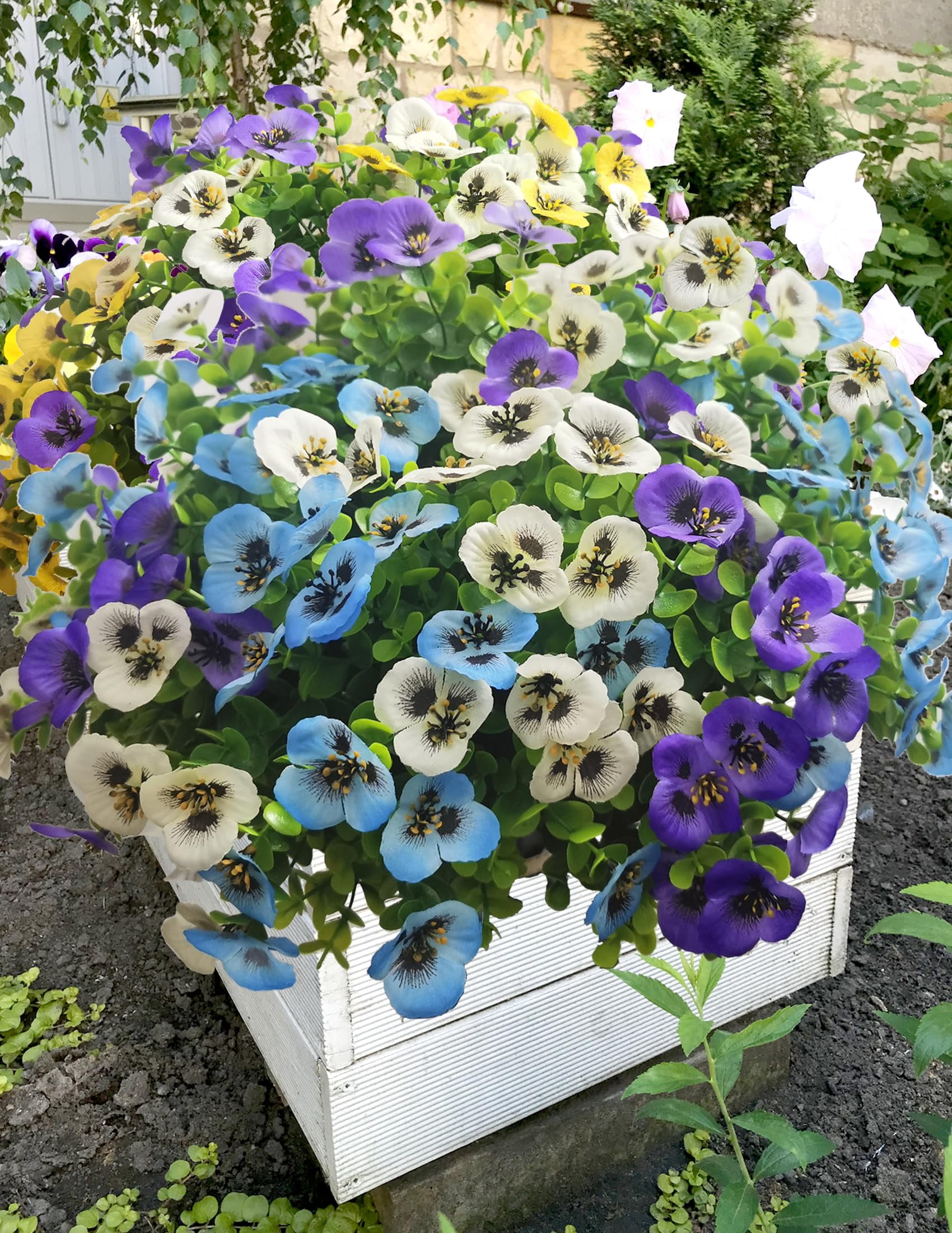 Artificial Flowers for Outdoors Fake Plants, 12pcs Fake Flowers Artificial Plants Outdoor UV Resistant