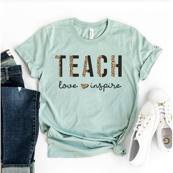 Teach Love Inspire T-shirt Motivating Top Women's Educator Tshirt Christmas Gift For Teacher Inspiring Shirt Teaching Shirts
