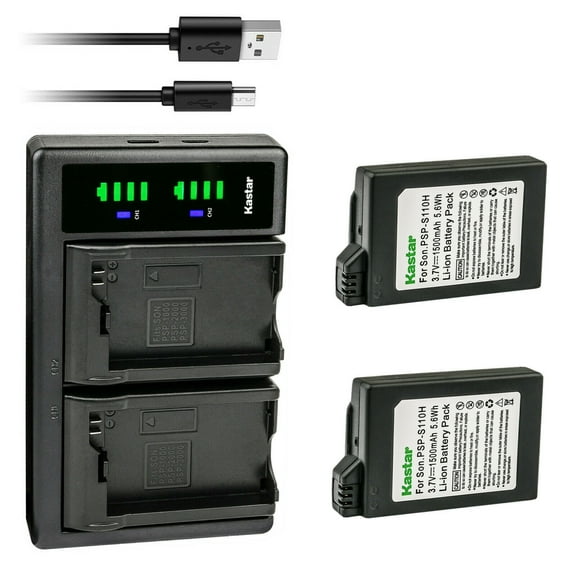 Kastar 2-Pack PSP110H Battery and LTD2 USB Charger Replacement for Sony Video Game PSP Playstation PSP-110 PSP110 Battery, Sony PSP-1007, PSP-1008, PSP-1010, PSP Fat, PSP-1000, PSP-1000G1, PSP-1000G1W