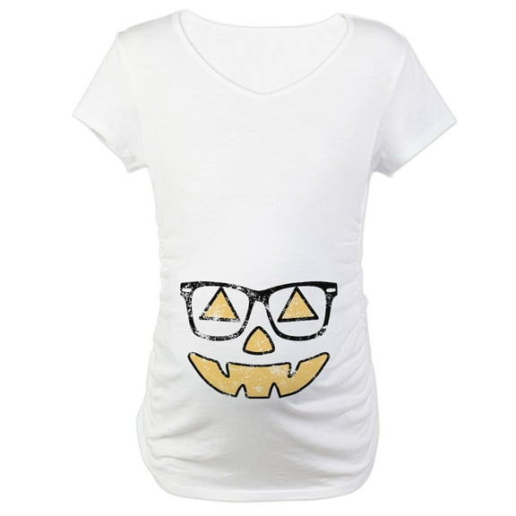CafePress - Vintage Jack O Lantern With Glasses Halloween Mate - Cotton Maternity T-shirt, Cute & Funny Pregnancy Tee