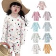 thumbnail image 6 of AJZIOJIRO Baby Girls Long Sleeve Bathing Suits Infant Summer Floral Swimsuit Toddler UPF 50+ Sun Protection Swimwear 6M-8T, 6 of 9