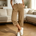 thumbnail image 5 of Tsesme Corduroy Capris for Women Drawstring Elastic Waist Cropped Trousers with Pockets Fall Loose Fits Comfy Bottom Daily Wear, 5 of 8