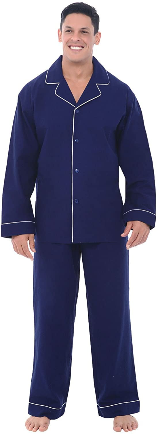 Men's Lightweight Flannel Pajamas, Long Cotton Plaid Pj Set | Walmart ...